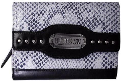 109 Leatherbay Grey Leather Snake Print Clutch Leather Clutch