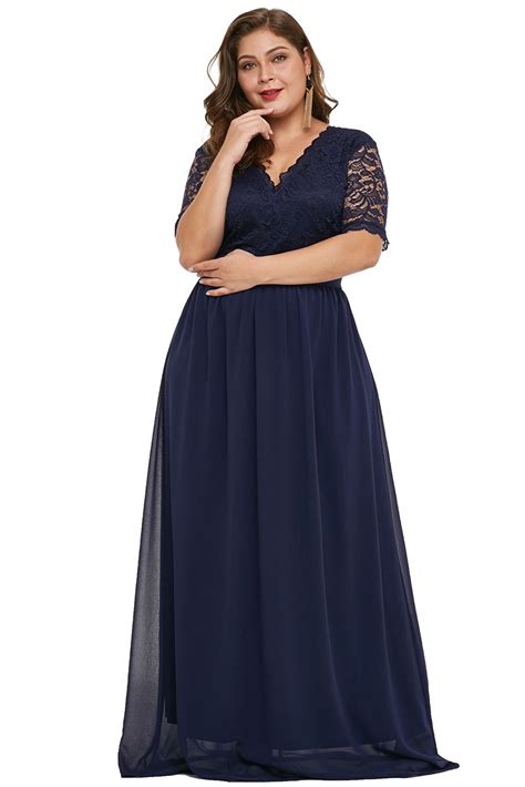 Blue Chiffon Plus Size Party Maxi Dress In Plus Size Maxi Dresses