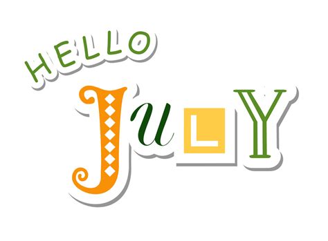 Colorful Lettering Of Hello July Png Clipart World