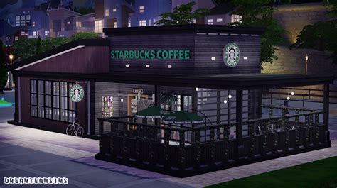 Starbucks Coffee Shop Lot Furnished Sims 4 Sims 4 Houses Sims