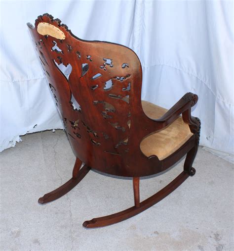 Bargain Johns Antiques Antique Victorian Mahogany Laminated Pierce Carved Back Rocking Chair