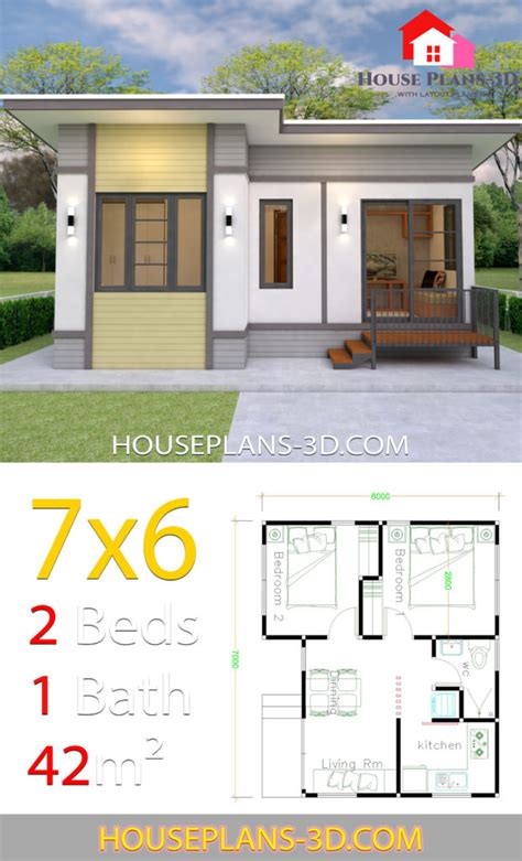 Small House Plans 7x6 With 2 Bedrooms House Plans 3d