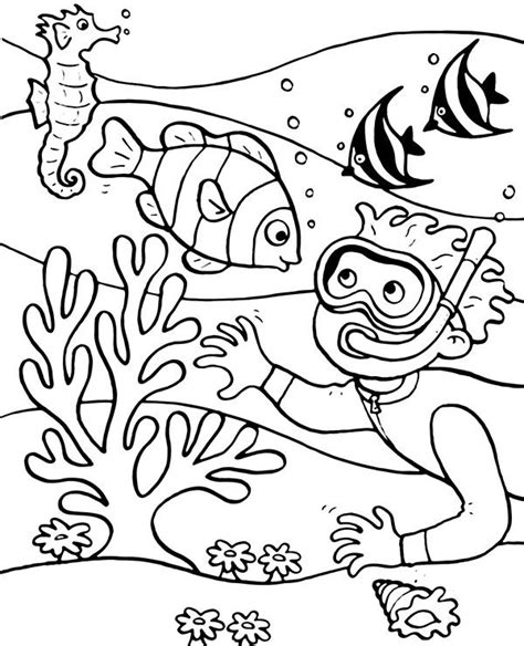 In reality though, coral is just orange. Coral reef coloring page to print for free, fish Coloring ...