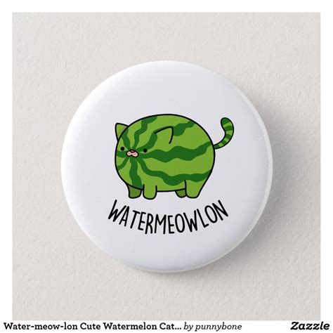 How to draw a cat. Water-meow-lon Cute Watermelon Cat Pun Button | Zazzle.com ...