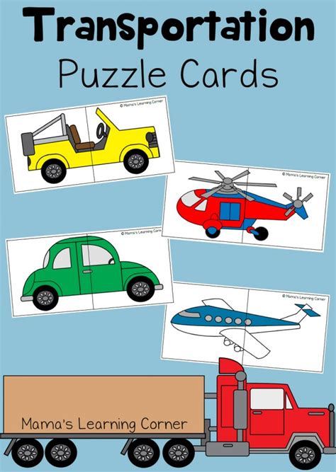 Transportation Puzzle Cards For Preschoolers Mamas Learning Corner
