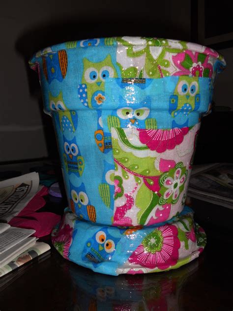 Flower Pot Cover With Material And Coat With Modge Podge Flower Pots