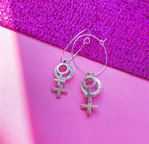 double venus hoop earrings female symbol lesbian earrings etsy uk etsy earrings female