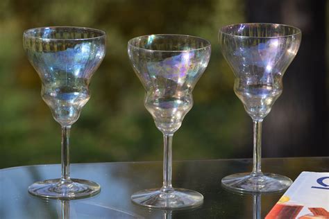 Antique Iridescent Wine Glasses ~ Cocktail Glasses Set Of 4 Fostoria Mother Of Pearl Circa