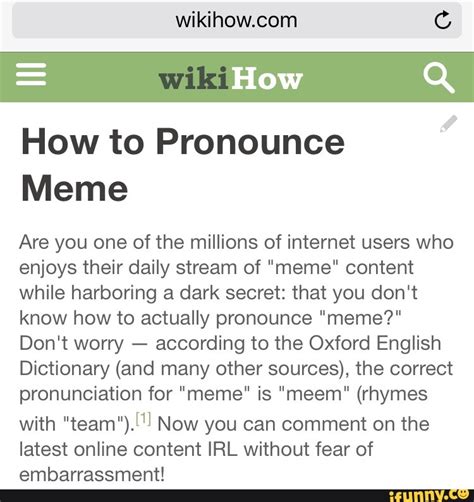 How To Pronounce Meme Photos Idea
