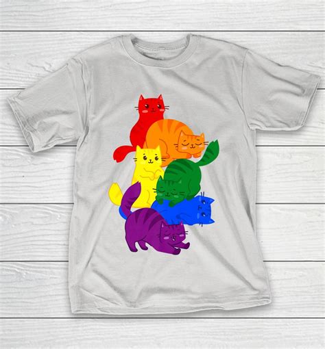 Gay Pride Cat Lgbt Ally Kawaii Cats Pile Lgbtq Rainbow Flag Shirts Woopytee