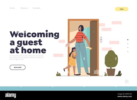 Welcoming Guest At Home Concept Of Landing Page With Mom Welcome