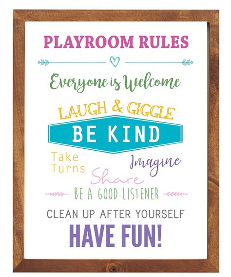 Playroom Rules Printable Download Playroom Rules Sign Etsy