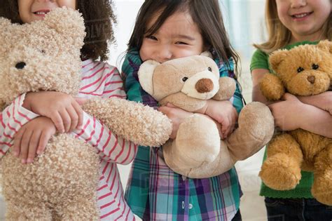 Girls Hugging Teddy Bears Stock Photo Dissolve