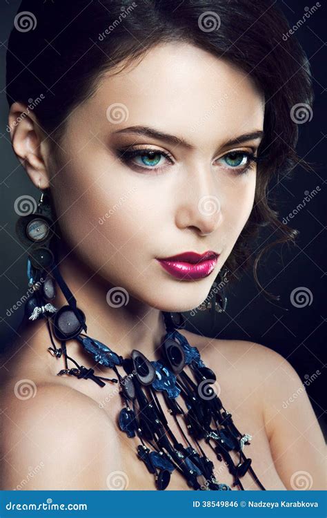 Close Up Studio Portrait Of Beautiful Woman Stock Photo Image Of