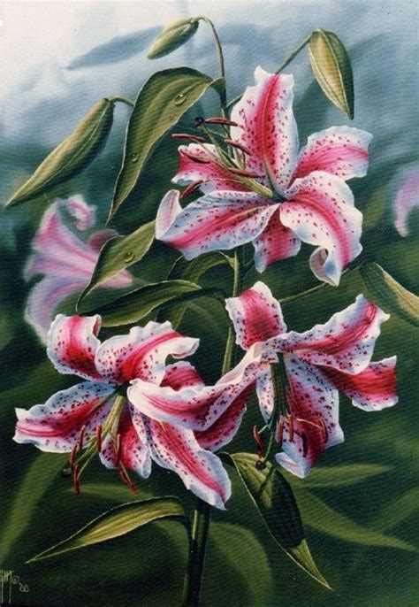 Judy Sleight — Stargazer Lilies 587x850 Lily Painting Floral