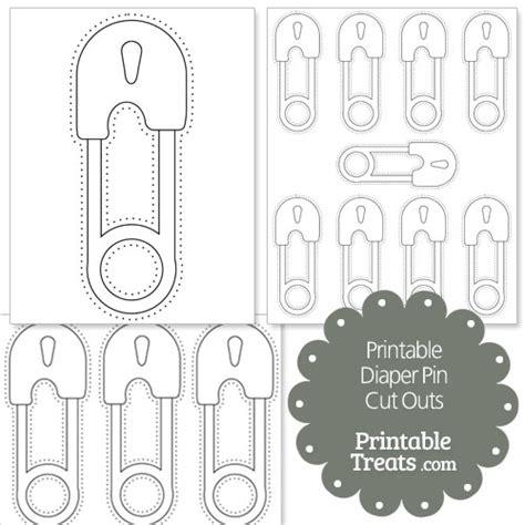 Printable White Diaper Pin Cut Outs — Printable