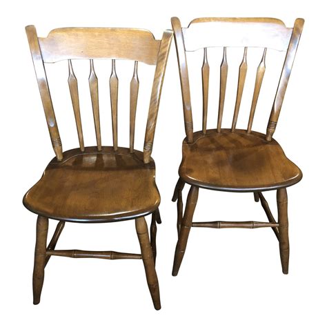 1980s Vintage Ethan Allen Early American Arrowback Side Chairs A Pair