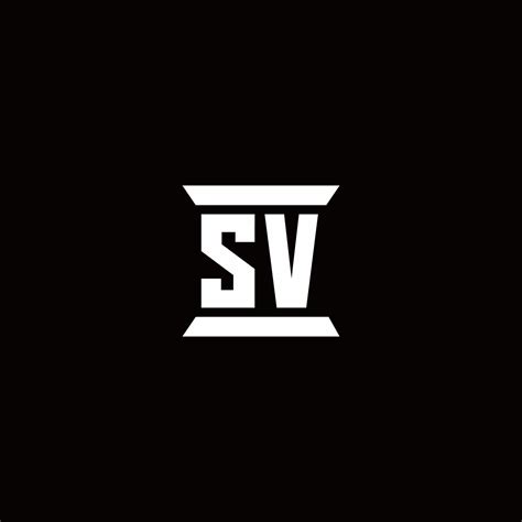 Sv Logo Monogram With Pillar Shape Designs Template 2963087 Vector Art