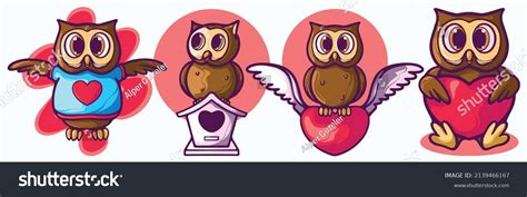 Owl Cartoon Character Poses Vector Illustration Stock Vector Royalty Free 2139466167