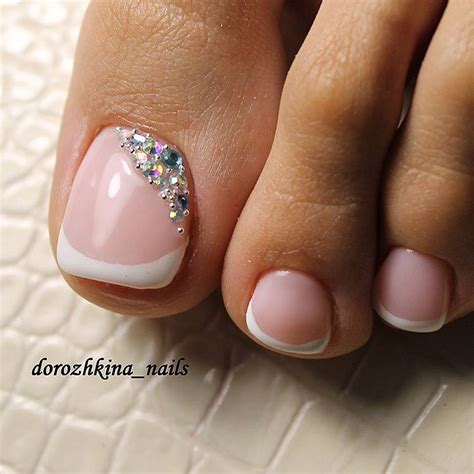 French Rhinestone Toe Nailart Bridal Toe Nails Wedding Toe Nails