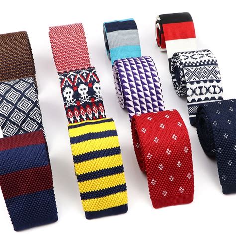 5cm Mens Fashion Knitted Necktie Colorful Print Striped Skinny Knit
