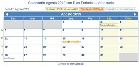 Tercer bimestre 2021 (8 semanas) publicación de materias: Calendario Agosto 2019 para imprimir - Venezuela