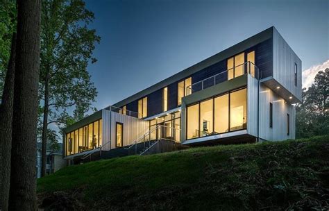 Modern Suburban House Composed Of Three Volumetric Elements Modern