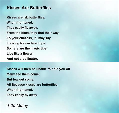 Kisses Are Butterflies Poem By Titto Mutny Poem Hunter