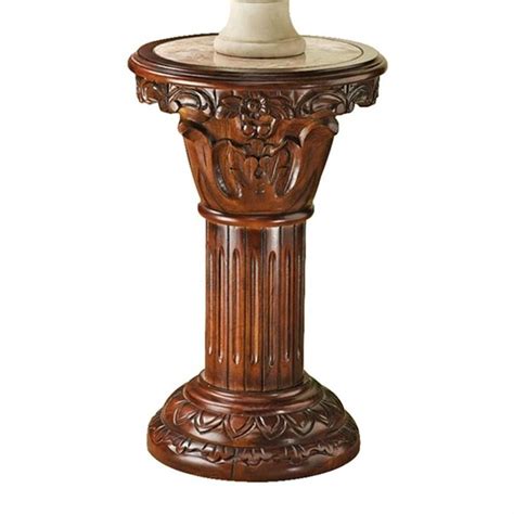 Design Toscano Imperia 23 In Mahogany Indoor Round Marble Plant Stand