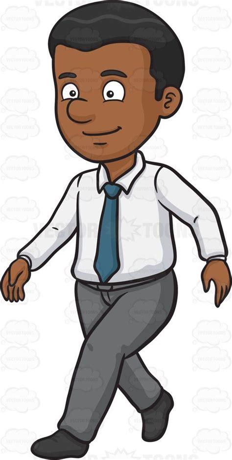 A Black Man Walking Alone Cartoon Clipart
