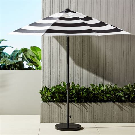 Shadow Round Black And White Stripe Umbrella With Base