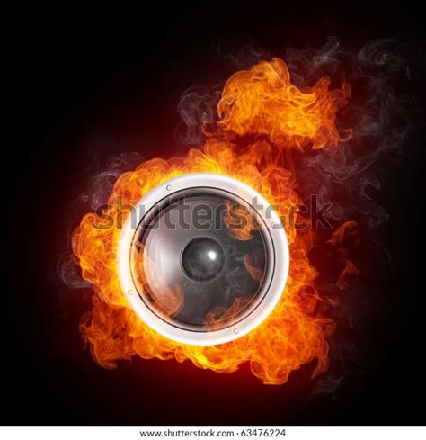 Speaker Fire Flames Isolated On Black Stock Illustration 63476224