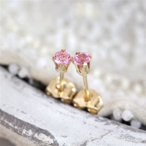 Pink Sapphire Earrings Pink Sapphire Studs Fine Jewelry Etsy UK