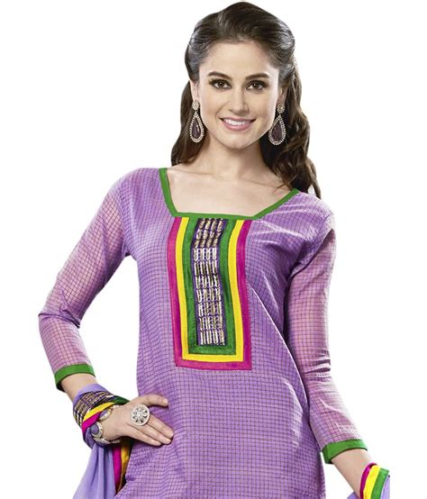 Mina Bazaar Purple Cotton Unstitched Suit Dress Material Buy Mina Bazaar Purple Cotton