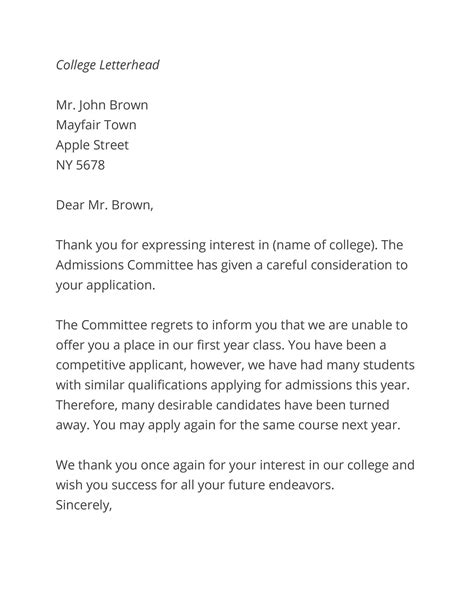 College Rejection Appeal Letter Sample For Your Needs Letter Template