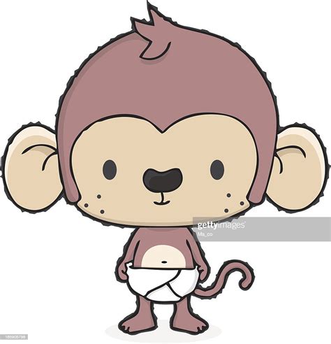 Baby Monkey With Diaper Cartoon Vector Art Getty Images