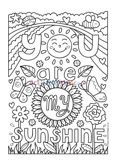 You Are My Sunshine Coloring Sheet Coloring Pages