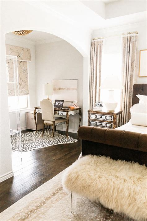 Bedrooms can be small, so using the space creatively will help you make the most of the area you do have. Master Bedroom + Office Tour | Chronicles of Frivolity