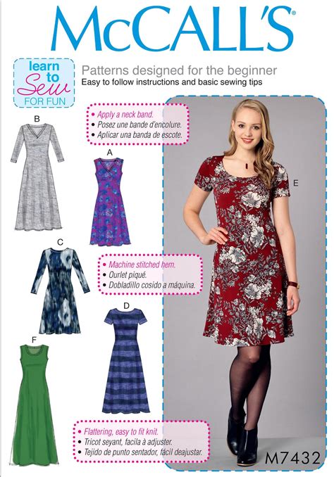 Sewing Pattern Womens Easy Dress Pattern Stretch Knit Etsy