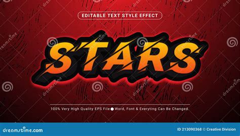3d Stars Gaming Esport Text Effect Editable Text Effect Stock Vector