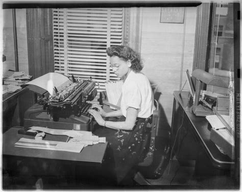 Woman Typing On Typewriter Maryland Center For History And Culture
