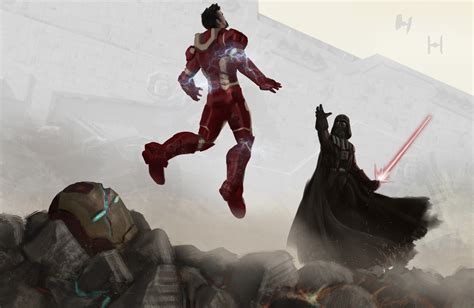 Star Wars X Marvel Darth Vader Vs Iron Man By Kolby Larsen R