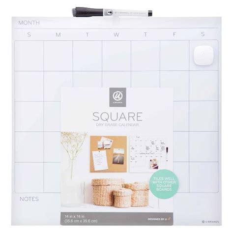 U Brands 14 Square Dry Erase Calendar Board Dry Erase Calendar Dry
