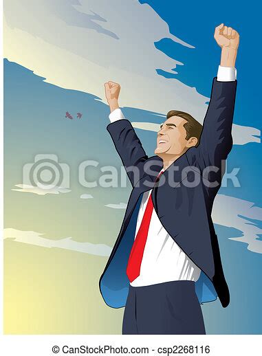 Businessman Wins Business Man With His Arms Raised In Triumph Canstock