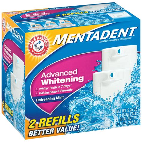 Mentadent Toothpaste Two Refills Advanced Whitening Refreshing Mint 10