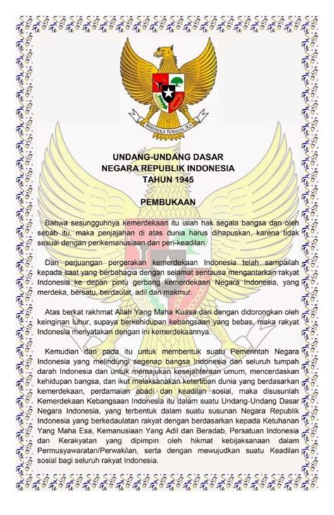 Teks Pancasila And Uud 45 Templat Kartu Nama Kartu Papan Klip