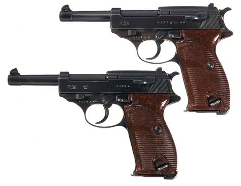 Two Nazi World War Ii P 38 Semi Automatic Pistols A