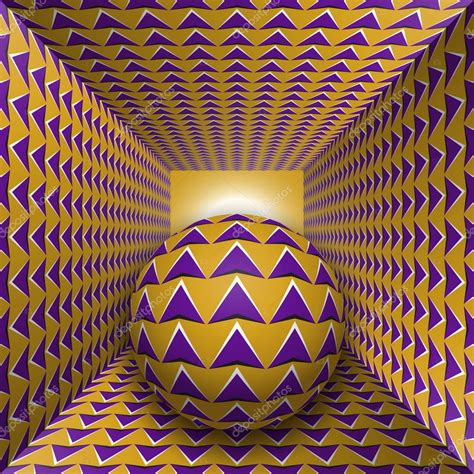 Optical motion illusion illustration. A sphere are moving through ...