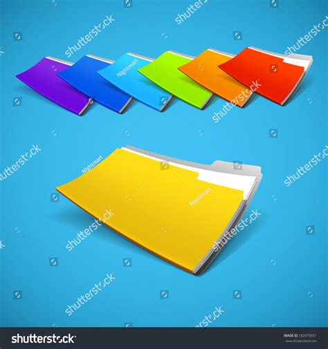 Colorful Set Realistic Stylish Folders Vector Stock Vector Royalty