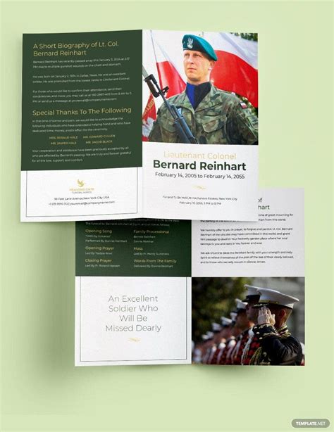 Military Funeral Program Bi Fold Brochure Template In Indesign Pages